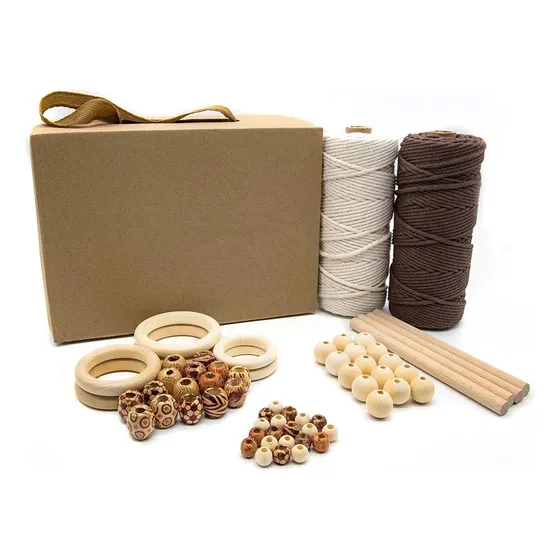 Kit Macramé Completo Dos Colores 200 Metros + Caja 