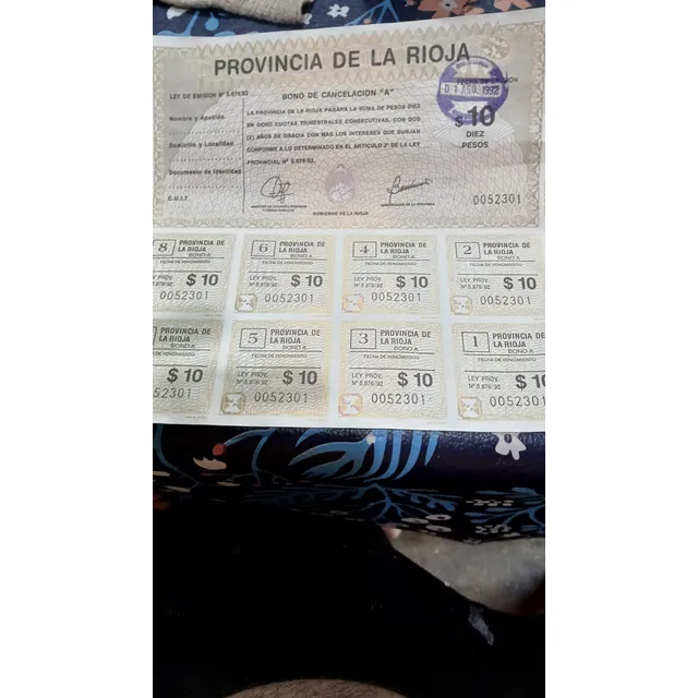 Bono Provincial De La Rioja Bono De Cancelación  A 