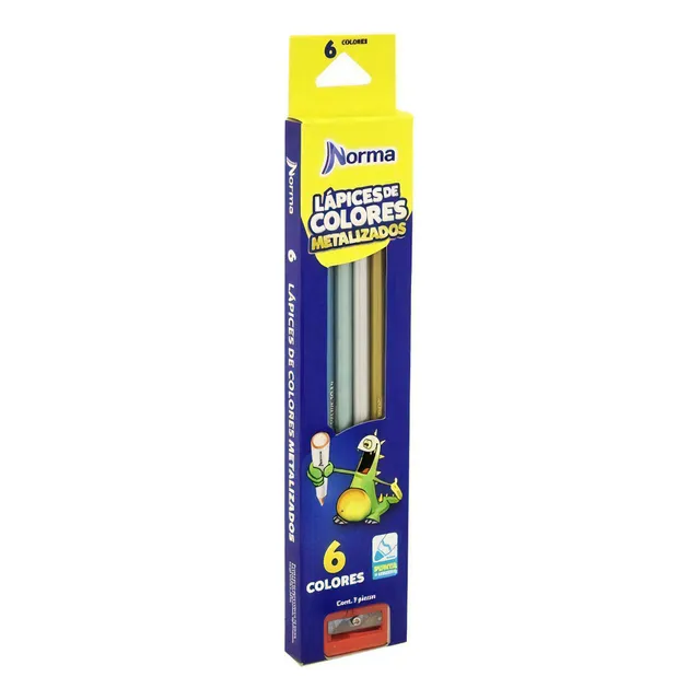 6 Lápices De Colores Metalizados Norma