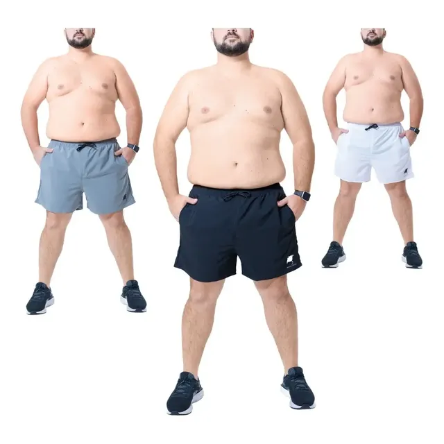 Kit 3 Shorts Bermuda Praia Masculina Básico Tactel Plus Size