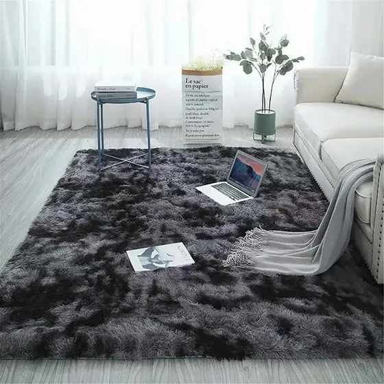Alfombra Decorativa Sala De Estar Y Dormitorio Fouortunate-bee Shaggy Carpet De 120 X 160 Cm Color Gris Oscuro