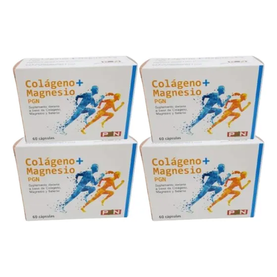 Colágeno + Magnesio Pgn 60 Capsulas Pack X4