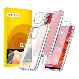 Kit Funda Para Motorola Moto Transparente Acrigel Rígido Uso Rudo + Mica De Cristal Pantalla + Mica De Cámara Transparente G05