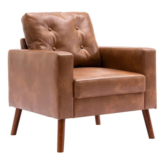Hny Sillon Moderno Mediado Siglo Silla Decorativa Cuero Club