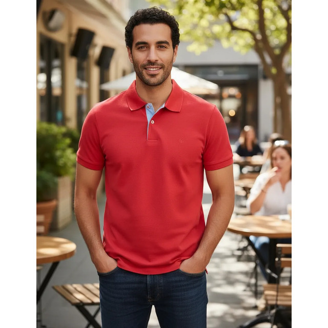 Camisa Masculina Social Gola Polo Ogochi Slim Manga Curta