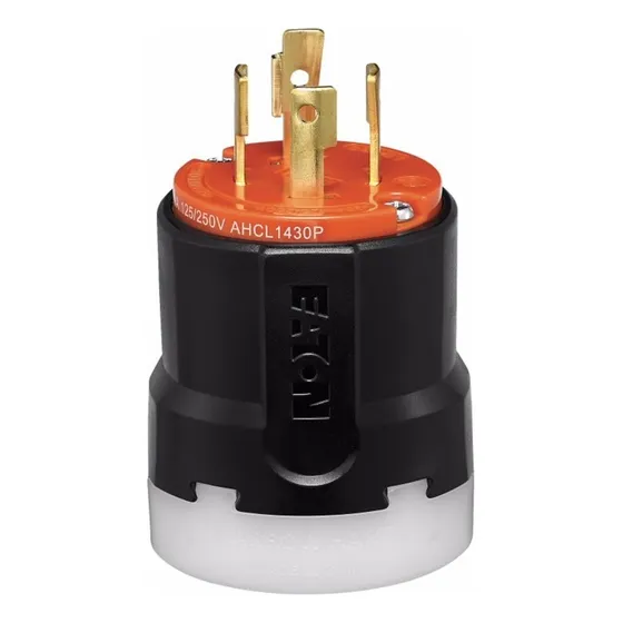 Clavija De Media Vuelta Arrow Hart 30a 3 Polos 4 Hilos Color Negro con Naranja
