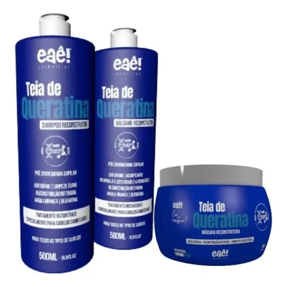 Kit Teia De Queratina 500ml Eaê Cosméticos Reconstrução