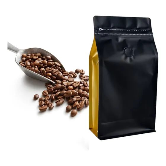 Bolsas Café Con Válvula De 500 Gr Cierre Zipper X 50 Unds Color Negro/Dorado Bicolor