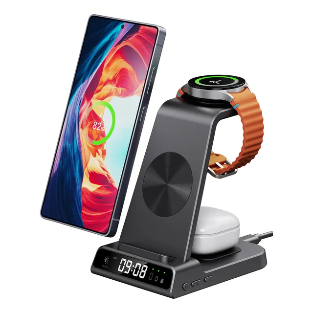 Cargador inalámbrico para Samsung, estación de Carga inalámbrica 3 en 1 para Samsung Galaxy S25 Ultra/S24/S23/Z Flip&Fold 7/6, Cargador para Samsung Galaxy Watch Ultra 2/7/6/5, Galaxy Buds 2/Pro/+