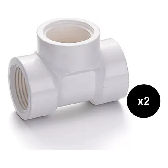 Tee Pvc Con Rosca 1/2 PuLG X2unidades