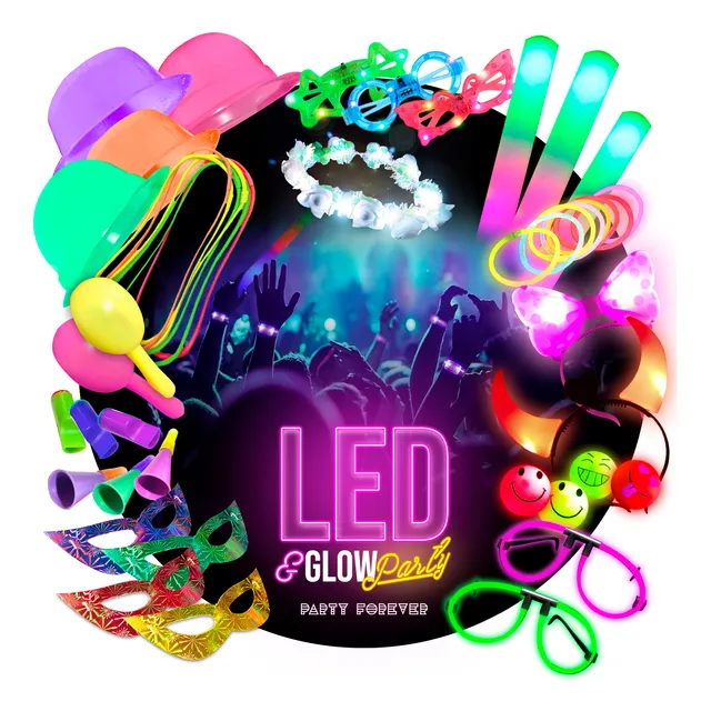 Combo Cotillon Luminoso Led Fiesta 100 Personas 236 Art