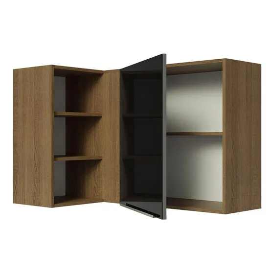 Alacena Gabinete Superior De Esquina Cocina Madesa Lux Mn Color Rustic/Negro