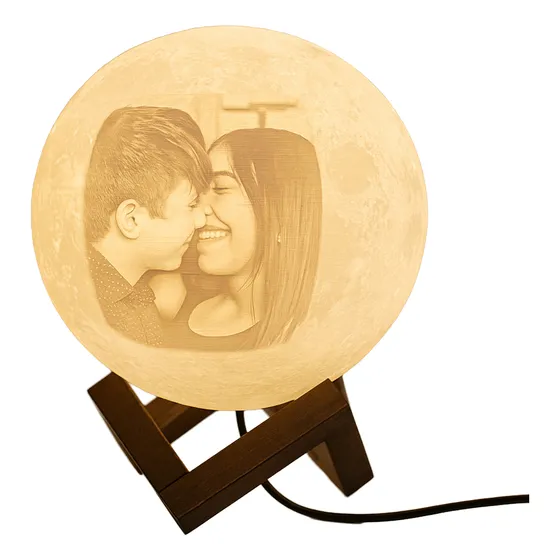 Lámpara Luna Personalizada Litofania! San Valentín Con Foto!