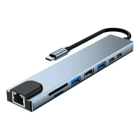 Adaptador Hub Para Macbook Air M1 M2 8 Em 1 Usb-c Hdmi 4k