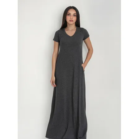 Vestido Algodon De Mujer Largo Colores Lisos Livianos Verano