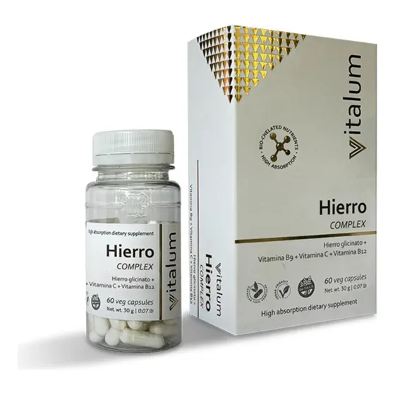 Hierro Complex Vitalum Hgl Quelado Sin Tacc Vegano 60 Caps