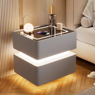 Buro Inteligente Con Estacion De Carga Y Luz Led Gris Buro Inteligente Con Estacion De Carga Y Luz Led Gris