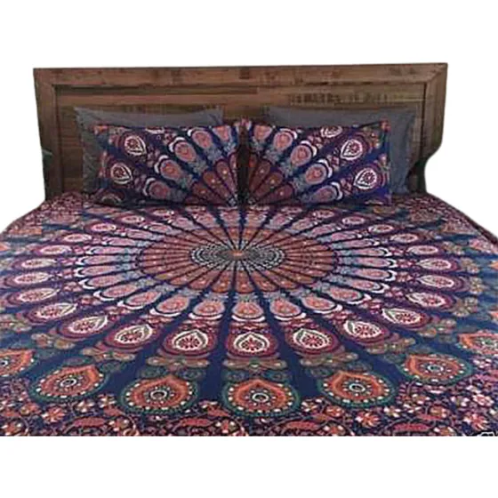 Colcha Indiana Mandala Casal Fronha Decor Estilo Boho Hippie