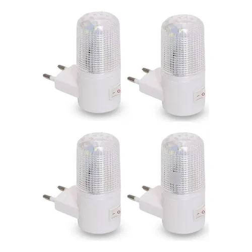 Kit 4 Luminária De Tomada Abajur Led Mini Luz Noturna Bivolt