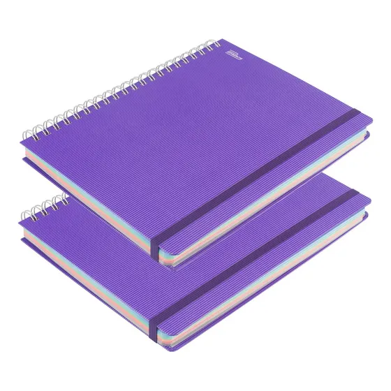 Cuaderno Profesional Universitario 200h Pasta Dura 2 Pzas Morado Cuadro Chico