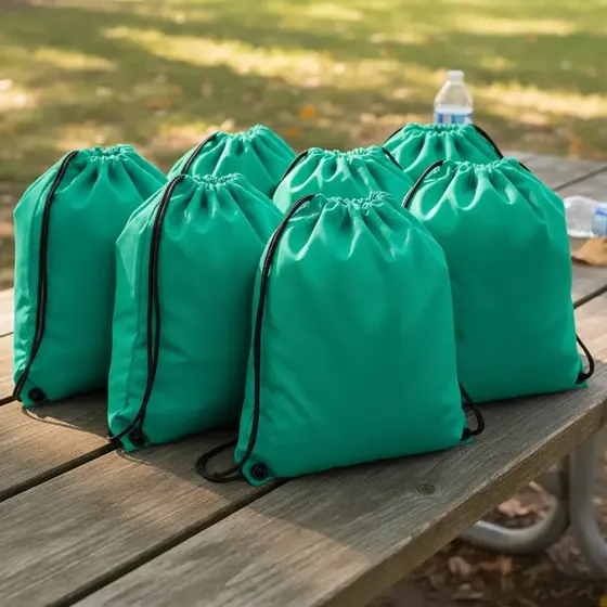 Mochila Morral De Poliester Sublimar Pack 10 Unidades Full Color Verde