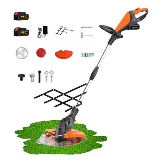 Roçadeira Aparador De Gramas Profissional Elétrica 2 Bateria Cor Laranja 127/220v