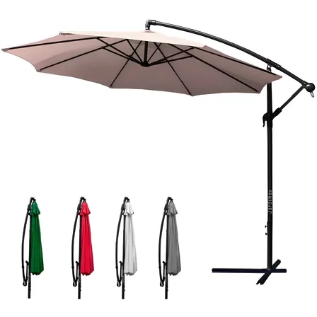 Jardimex Sombrilla Jardin 3.3 M Con Estructura Acero Tubular 8 Varillas Apertura Con Manivela Base Reforzada Sombrilla… Liso Beige