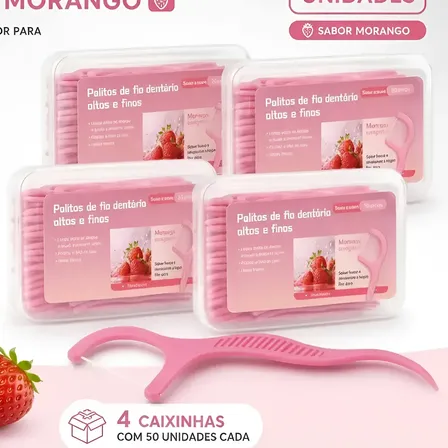 Kit 200 Palitos Fio Dental Saborizado Ultrafino Arqueado Fru
