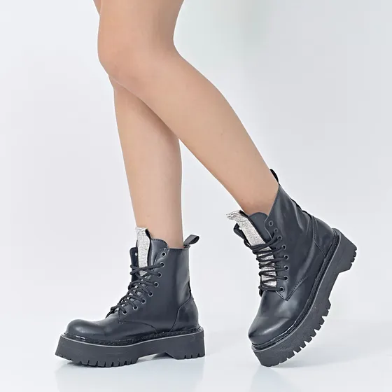 Borcego De Mujer Veggie Plataforma Livianos Strass Brillos