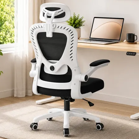 Cadeira Escritório Ergonômica Suporte Lombar Ajustável 150kg Branco Malha