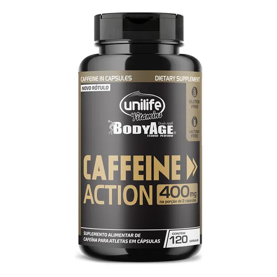 Cafeína Caffeine Action 400mg Unilife 120 Cápsulas