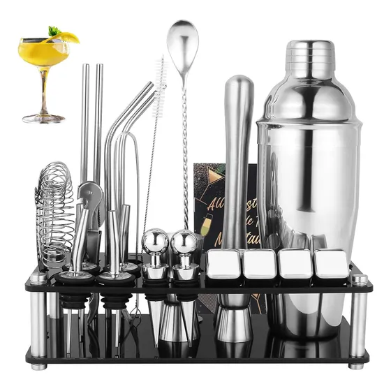 Set De Cocteleria 25 Piezas Con Soporte Acrilico