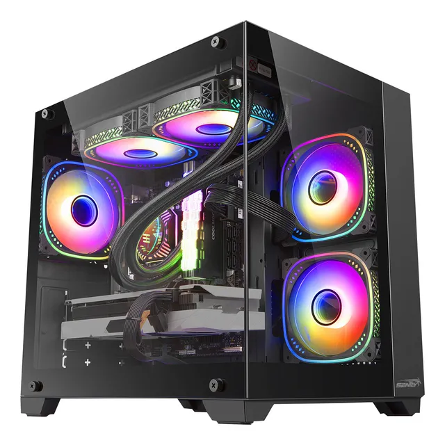 GABINETE SENTEY A10 MICRO GS-8000 M-ATX VIDRIO TEMPLADO COLOR NEGRO