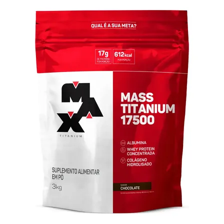 Hipercalórico Mass Titanium 17500 3kg - Max Titanium Sabor Chocolate