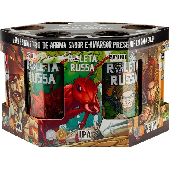 Cerveja artesanal Roleta Russa Combo IPAloira lata 350ml 7 u