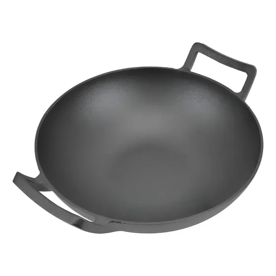 Wok Sarten Hierro Fundido Olla Con Asas 36cm Cocina Asiatica Color Negro | Cuotas sin interés