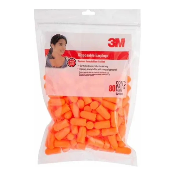 Tapones Desechables Para Oídos 3m 80 Pares Sin Cordón Color Naranja