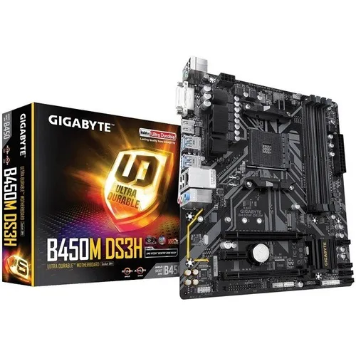 Tarjeta Madre Gigabyte B450m Ds3h 4xddr4 2xpcie Usb3 Am4 Color Negro