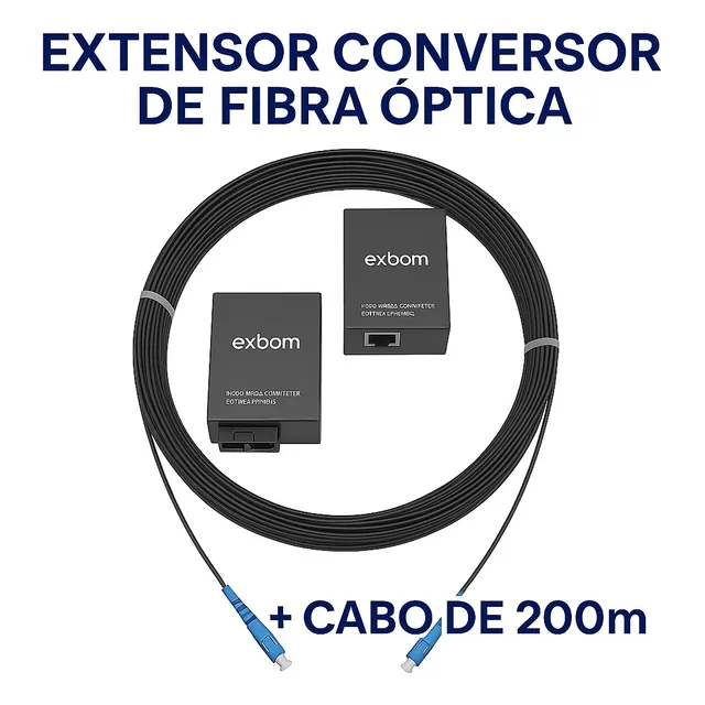 Fibra Ótica 200m + Conversores Gigabit - Kit Plug And Play