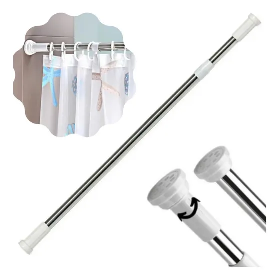 Varão Suporte Cortina De Banheiro Inox Cromado Até 2 Metros
