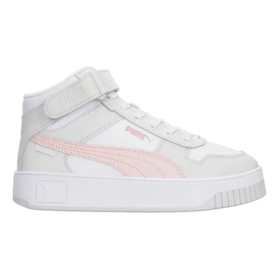 Tenis Dama Puma Carina Street Mid Blanco Casual Tipo Botín Cómodo Ajuste Cintas Velcro Para Mujer