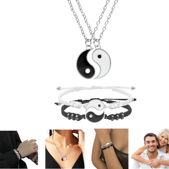 Collares Para Parejas Yin Yang Y Pulseras Ajustables Regalos