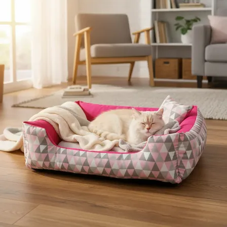 Cama De Cachorro E Gato Caminha Pet Lavável Na Maquina Durável Resistente E Macia Kit 3 Pçs Para Pet Com Até 10 Kg Cama M Manta E Almofada Cor Rosa