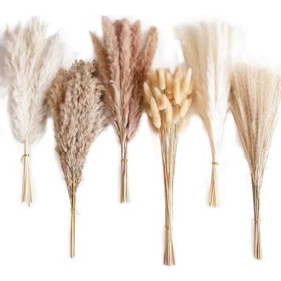 110 Pcs Ramo De Flores Secas Pampas Grass Y Cola De Conejo