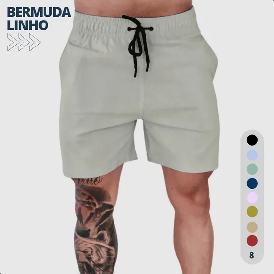 Short Linho Bermuda Masculina Mauricinho Casual Social Curta