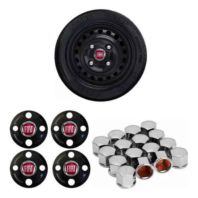 Jogo Calotinhas Centrais + Capa Parafuso Cromada Fiat