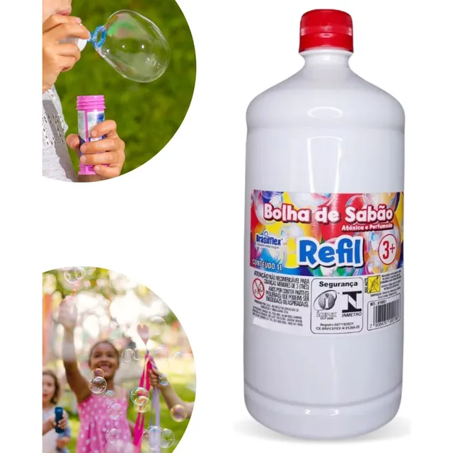Refil Para Bolha De Sabão 1 Litro Líquido Perfumado Atóxico