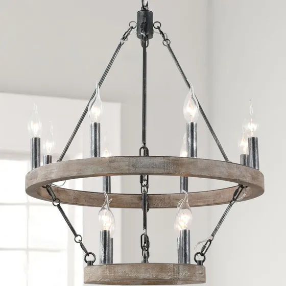 Candelabro Rueda Vehiculo Casa Campo Madera 2 Nivele 12