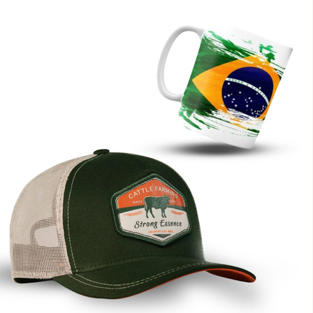 Boné Trucker Aba Curva Brk Agro Pecuária Vaqueiro Premium Boné Trucker Aba Curva Brk Agro Pecuária Vaqueiro Premium