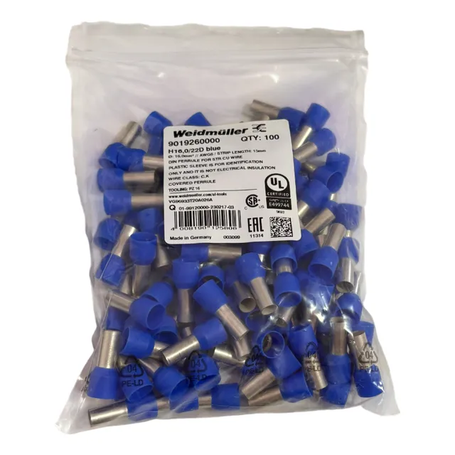 Kit 100 Piezas Ferrul Calibre Awg 6 Puntas Terminales